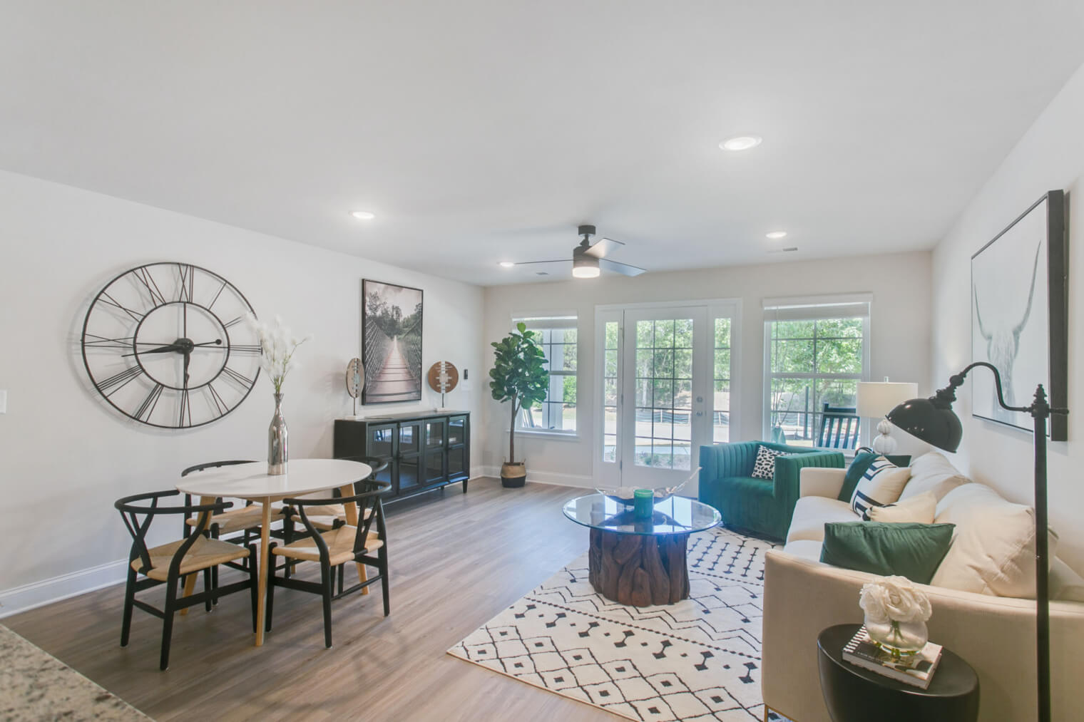 Living room at morgan park pet friendly apartments in lawrenceville